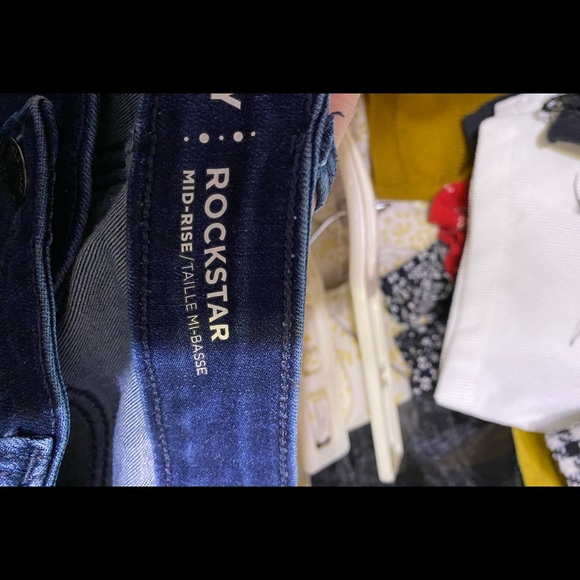 Rockstar Navy Distressed Skinny Jeans High Waist - Picture 3 of 4